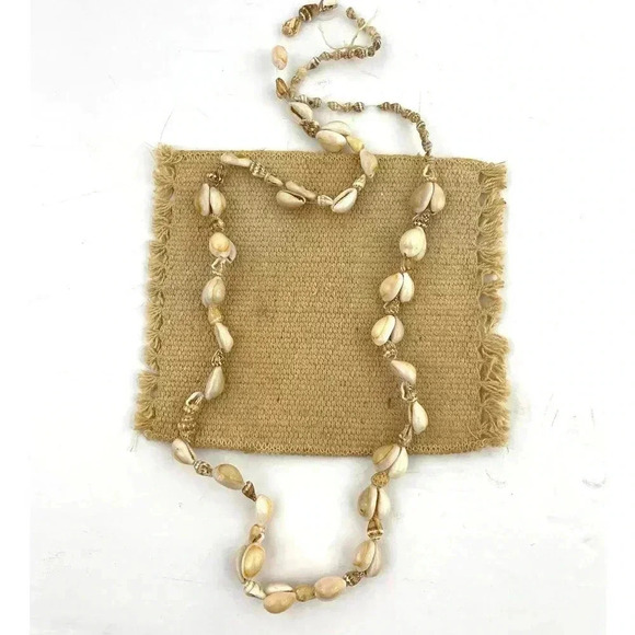 VTG Cowrie Shells Natural Seashells Beaded Long Necklace Handmade 36" - Picture 9 of 9